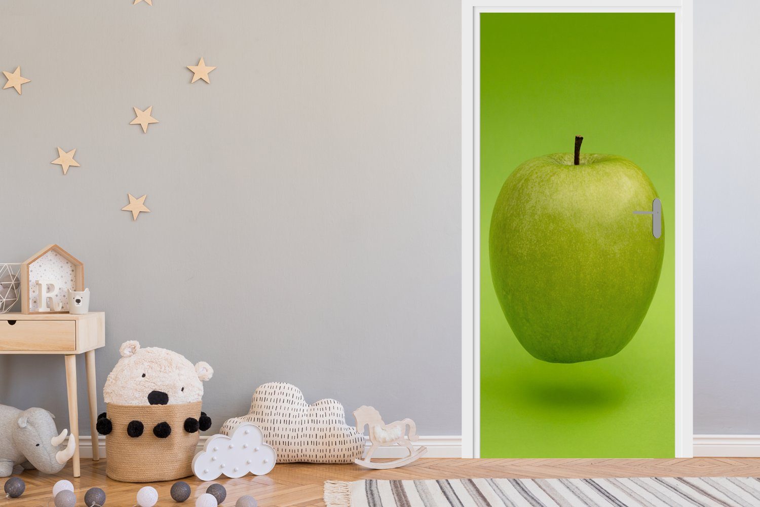 MuchoWow Türtapete Obst Grün, 75x205 St), Tür, für - cm - Türaufkleber, Apfel Fototapete Matt, bedruckt, (1