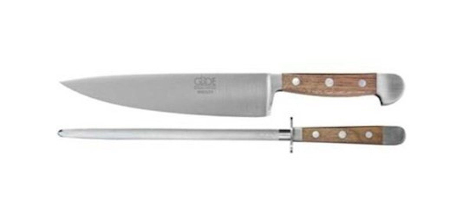 Güde Ножи Solingen Ножи-Set Güde Ножи Kochmesser 21cm, Serie Walnuss & Güde Wetzstahl 26cm