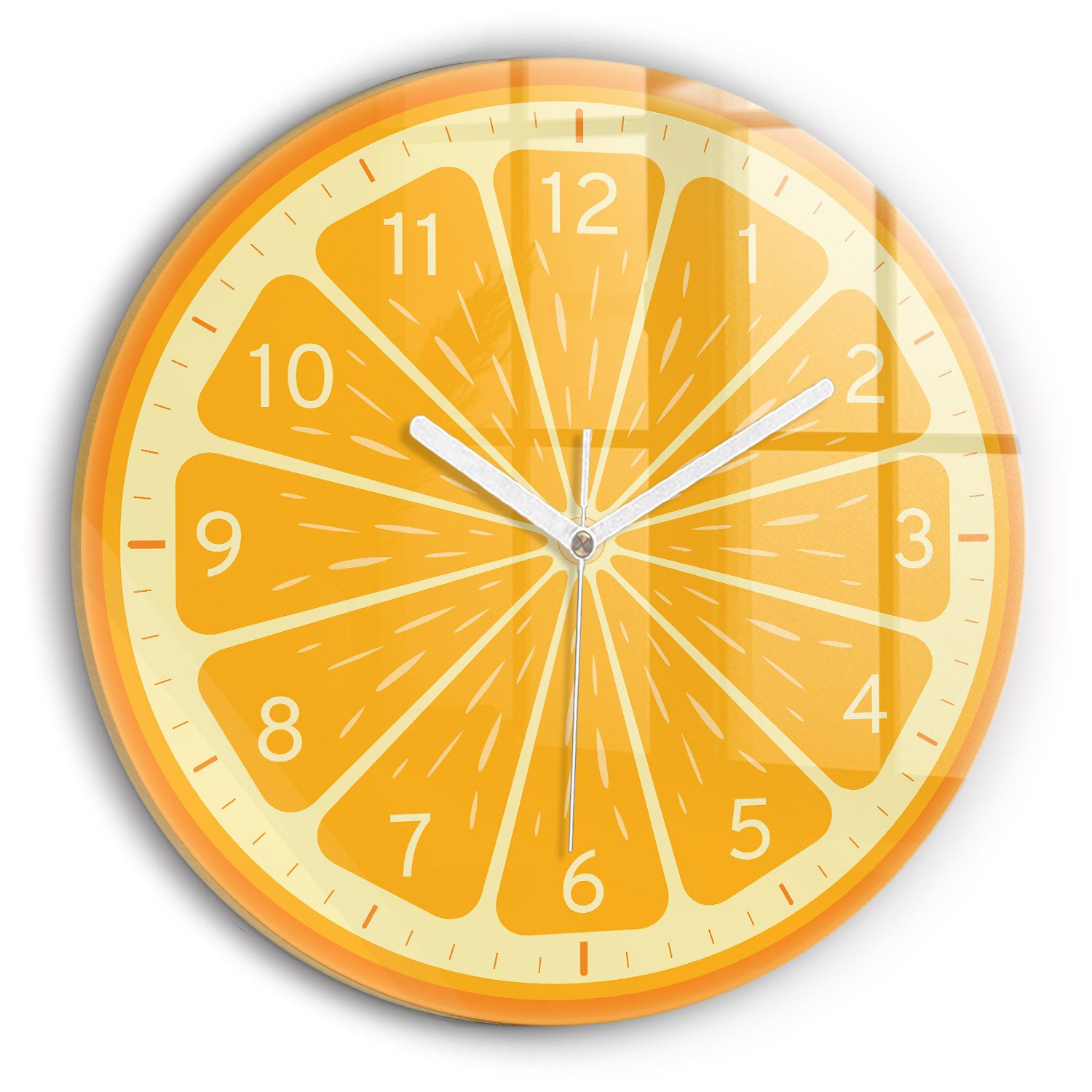 Tulup Wanduhr Glas Wanduhr Mit Motiv Saftige Orange Wanduhr Aus Glas Glas Wanduhr