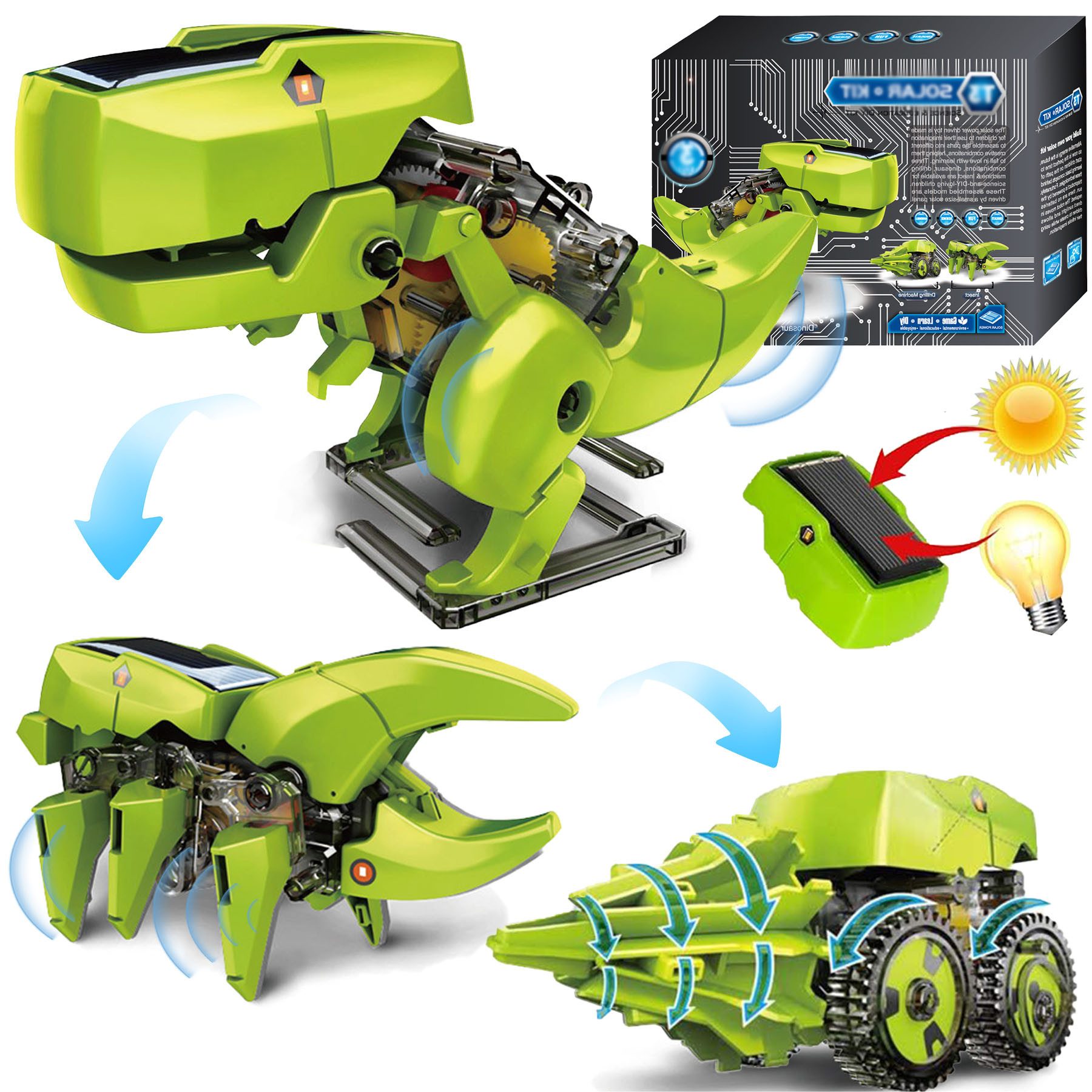 Senmudi Lernspielzeug Solarroboter-Bausatz 3-in-1 MINT-Spielzeug Solarbetrieben 3-14 Jahre (Kinder können drei einzigartige Roboter selbstständig bauen, Praktische Fähigkeiten & logisches Denken durch Zerlegen & Bauen), Ungiftige Materialien, Kinder lernen spielerisch erneuerbare Energien