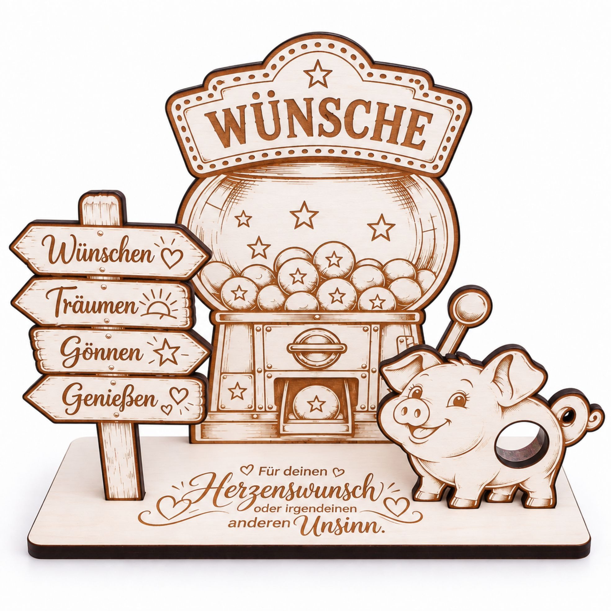 Dekolando Geschenkkarte Wunscherfüller Geldgeschenk Sparschwein Geld kreativ verschenken 14x11