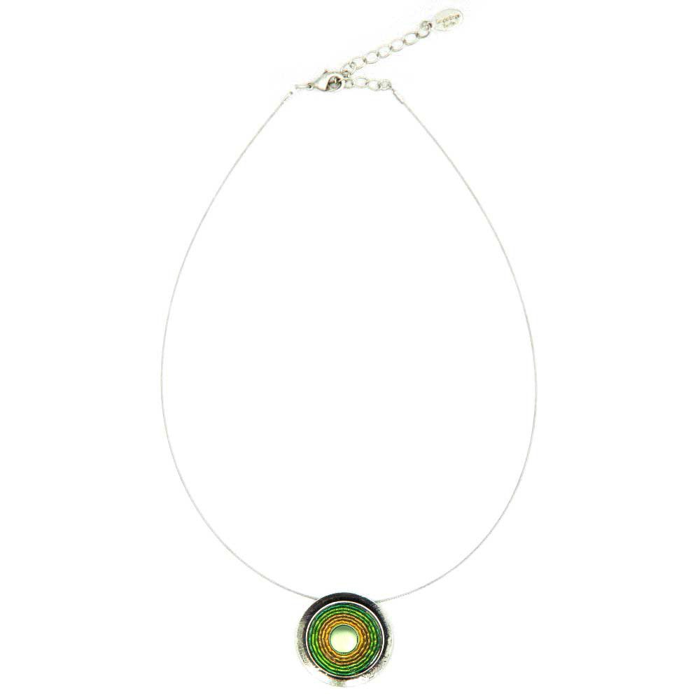 Collier India antik Kette 02 mit farbenfrohem medaillonartigem Anhänger