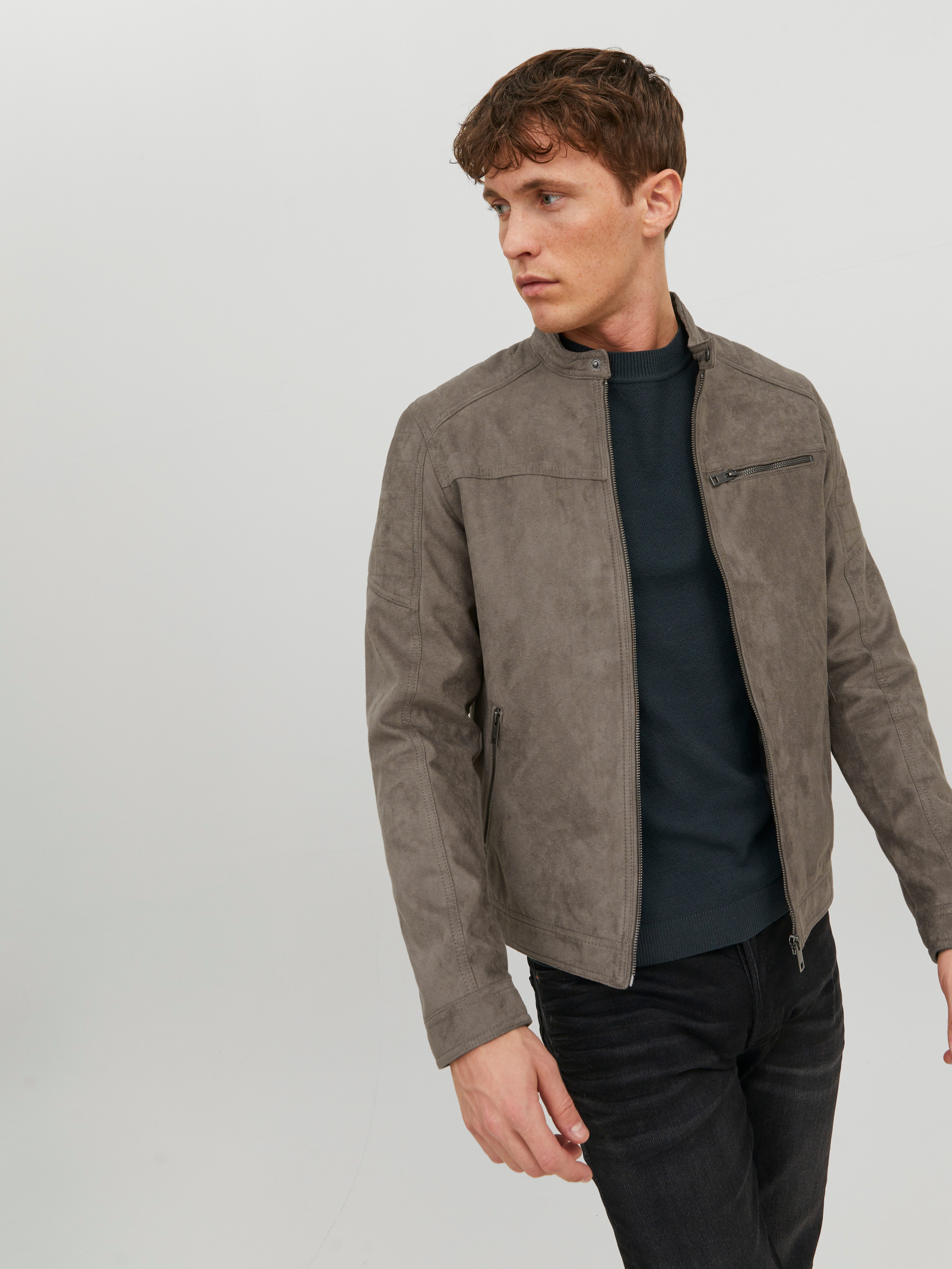 Jack & Jones Lederimitatjacke JJEROCKY in Kunstlederoptik mit Reißverschlusstaschen unifarben, modisch, regular fit, Lederimitat