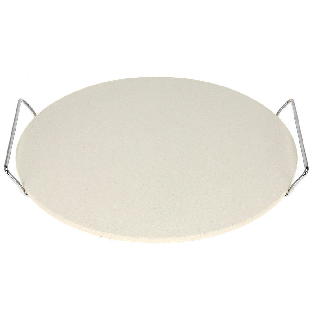 Excellent Houseware Pizzastein Pizzastein mit Metallständer, Ø 33 cm, Keramik