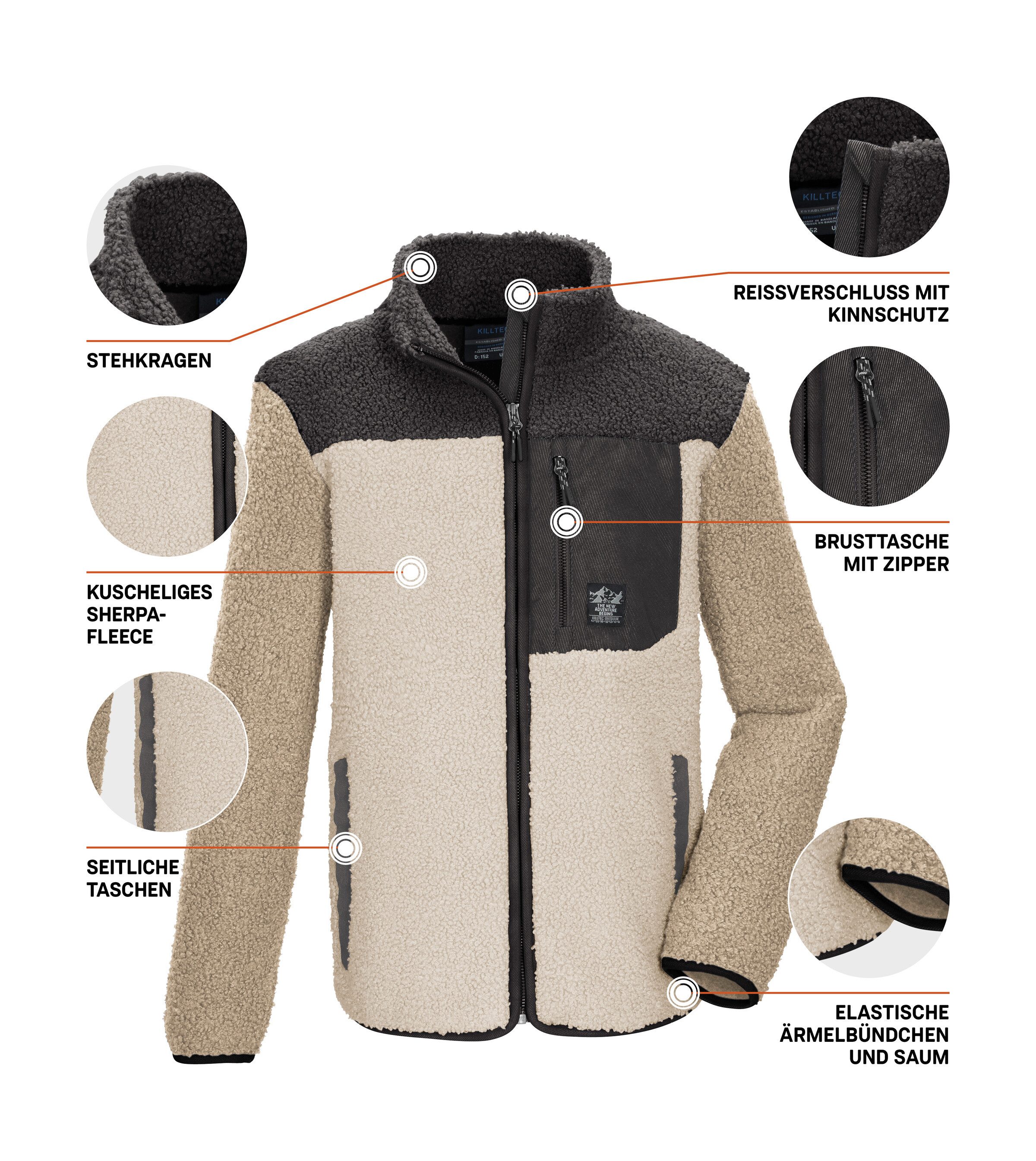 Killtec Fleecejacke KOW 143 BYS FLC JCKT Weiche Sherpa Fleecejacke, Kinnschutz, elastische Bündchen – Bild 5 von 5