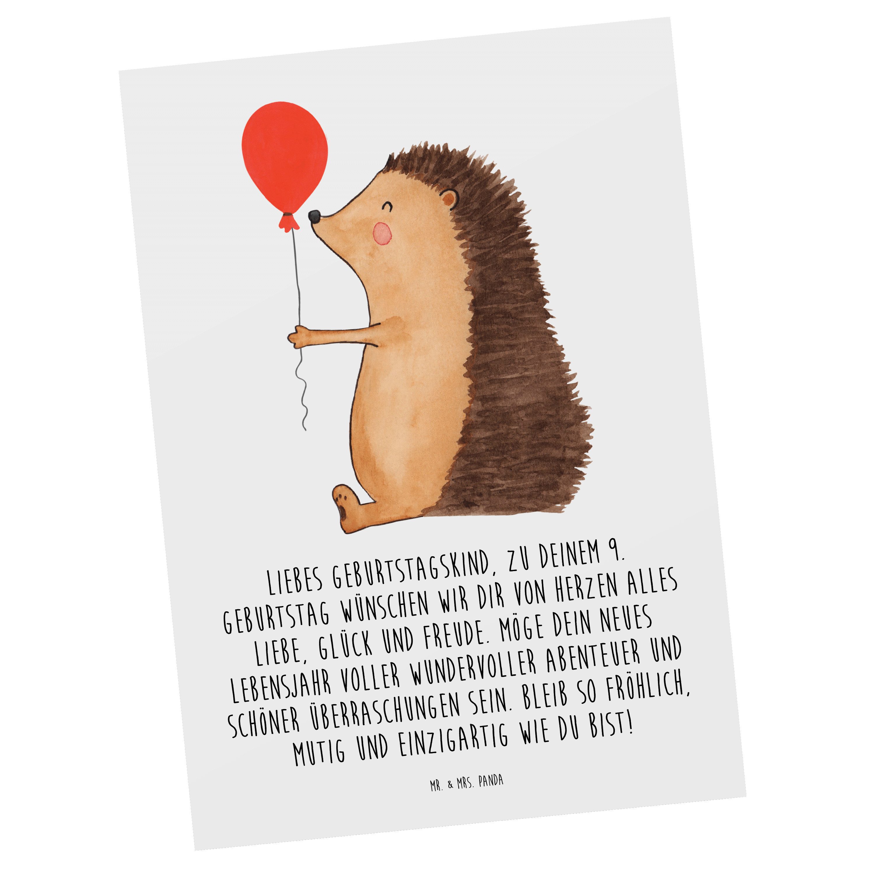 Postkarte 9. Geburtstag Glück - Weiß - Geschenk, Geburtstagskarte, Postkarte, E