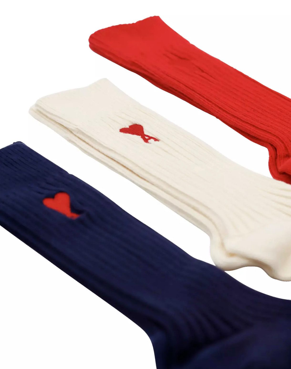 AMI PARIS - ALEXANDRE MATTIUSSI Freizeitsocken Unisex 3-er Pack Ami de Coeur Geschenk-Set Ribbed Knit für eine klassische, zeitlose Optik