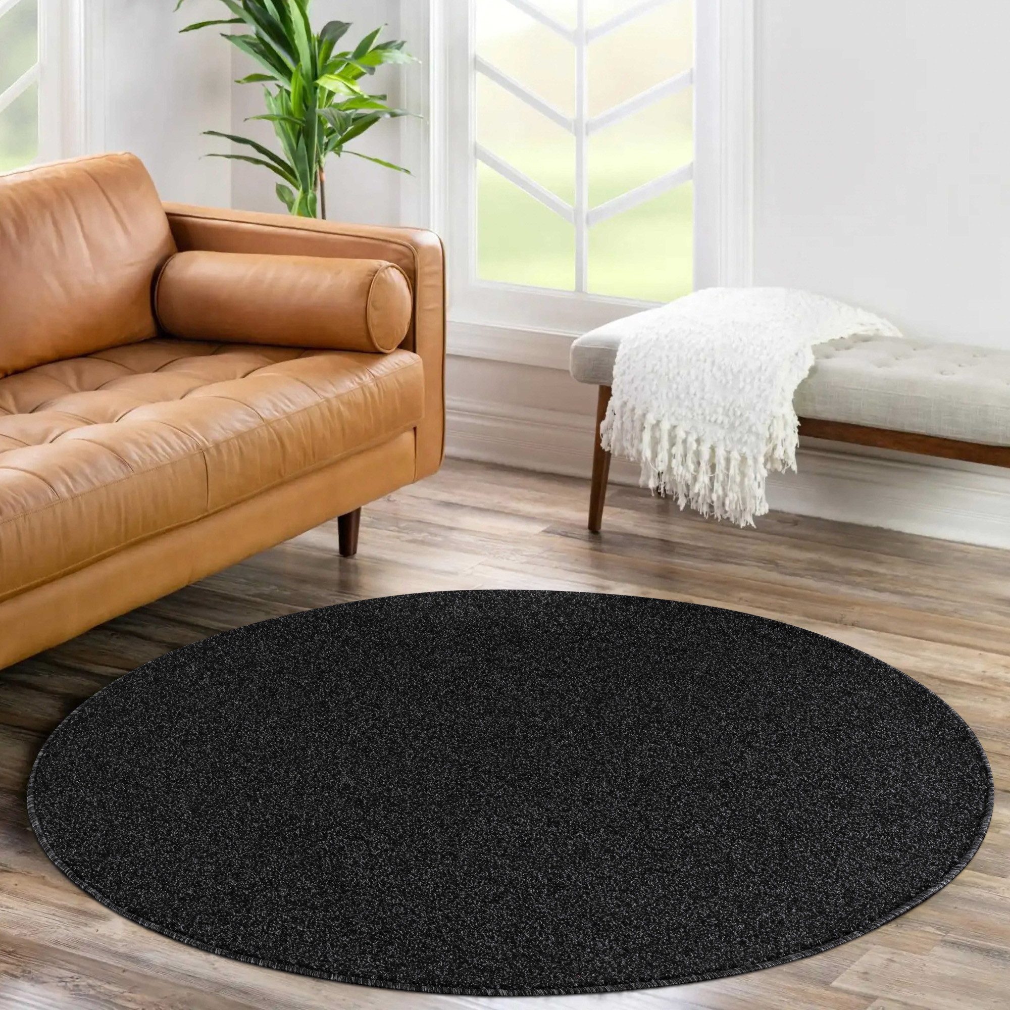 Carpettex Veloursteppich Unicolor - Einfarbig, Rund, Höhe: 11 mm, Einfarbig Kurzflor Teppich Wohnzimmer verschiedene farben und größen