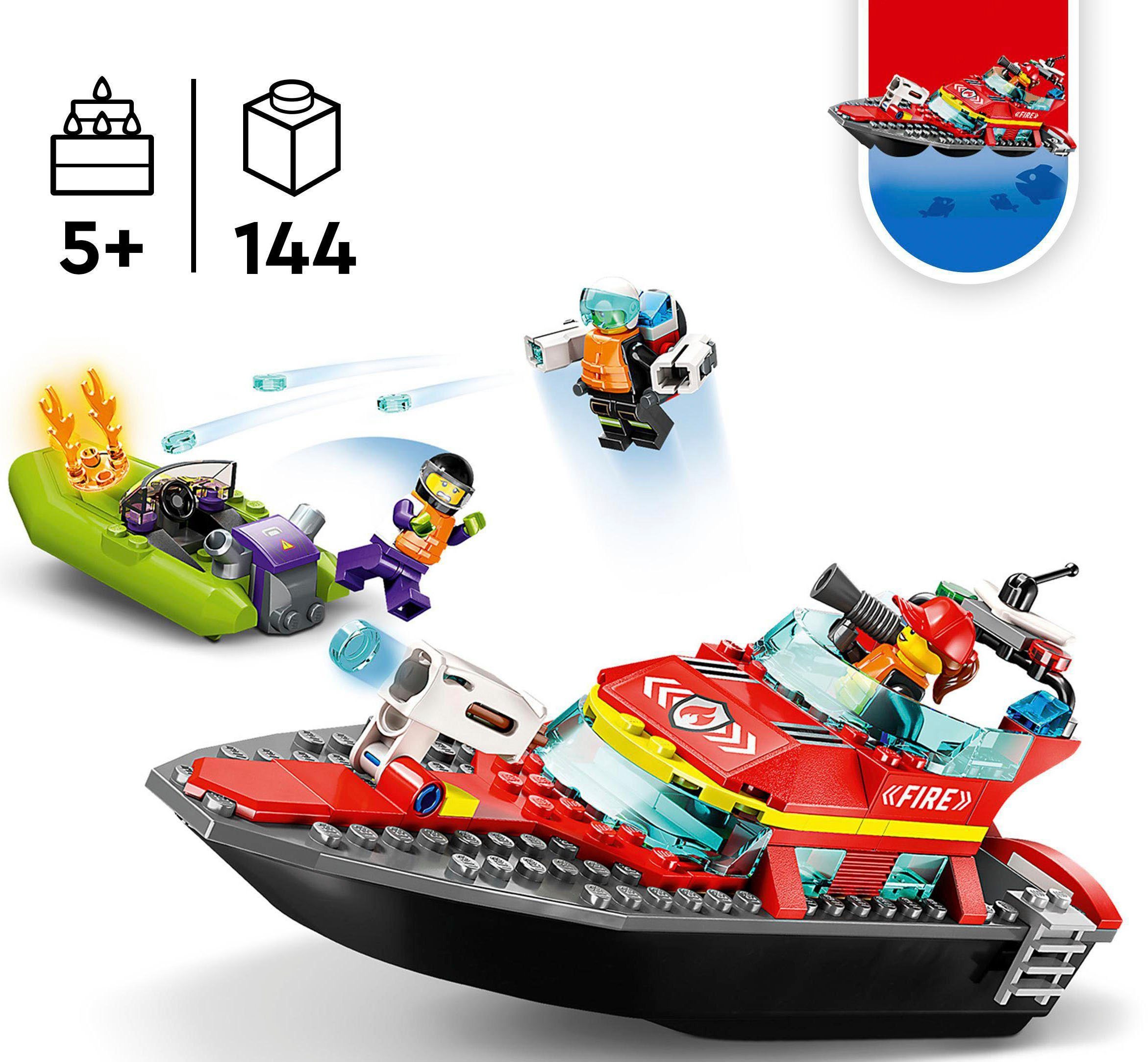 LEGO® Konstruktionsspielsteine Feuerwehrboot (60373), Made in (144 City, LEGO® St), Europe