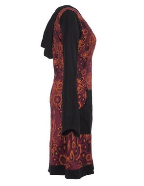 Vishes Jerseykleid Kapuzenkleid mit Blumen bedruckt und Kängurutasche Ethno, Goa, Boho, Hippie Style