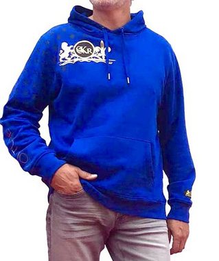 KR-Industries Hoodie Blue exklusiver Designerpullover, mit goldenen Applikationen