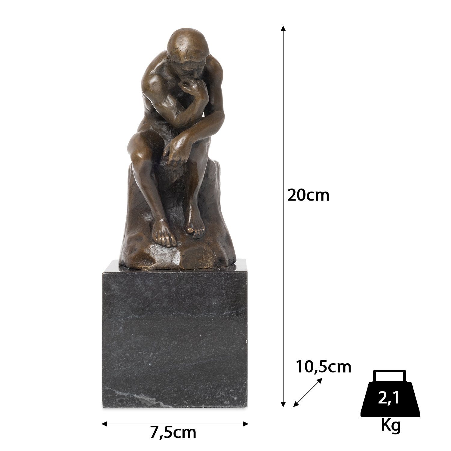 Moritz Skulptur Denker, Bronzefigur Bronzefigur Deko Skulptur Vitrine Der für Regal Schreibtisch Figuren