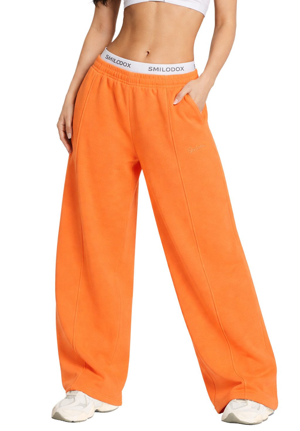 Smilodox Jogginghose Damen Siara, Bequeme Freizeithose mit Seitentaschen Trainingshose mit verstellbarem Beinabschluss