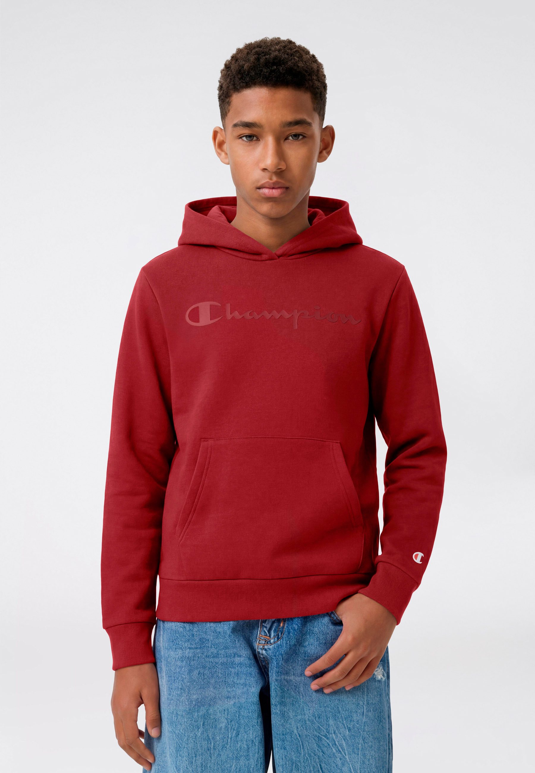 Champion Kapuzensweatshirt SPORTWEAR HOODIE Standard Fit für Kinder, mit Kapuze, aus Baumwolle und Polyester, Standard Fit