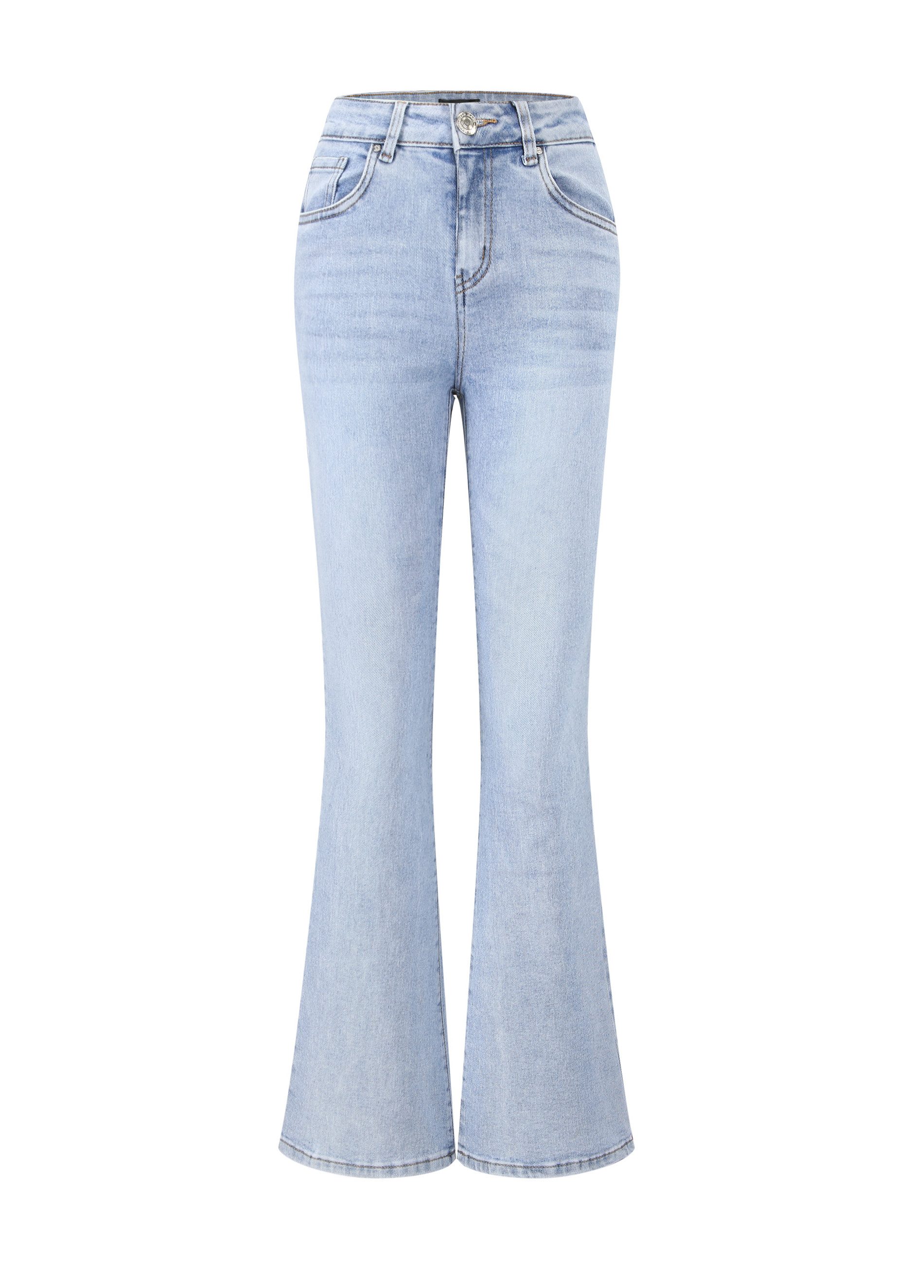 SASSYCLASSY 5-Pocket-Jeans Flared Jeans Damen mit heller Waschung günstig online kaufen