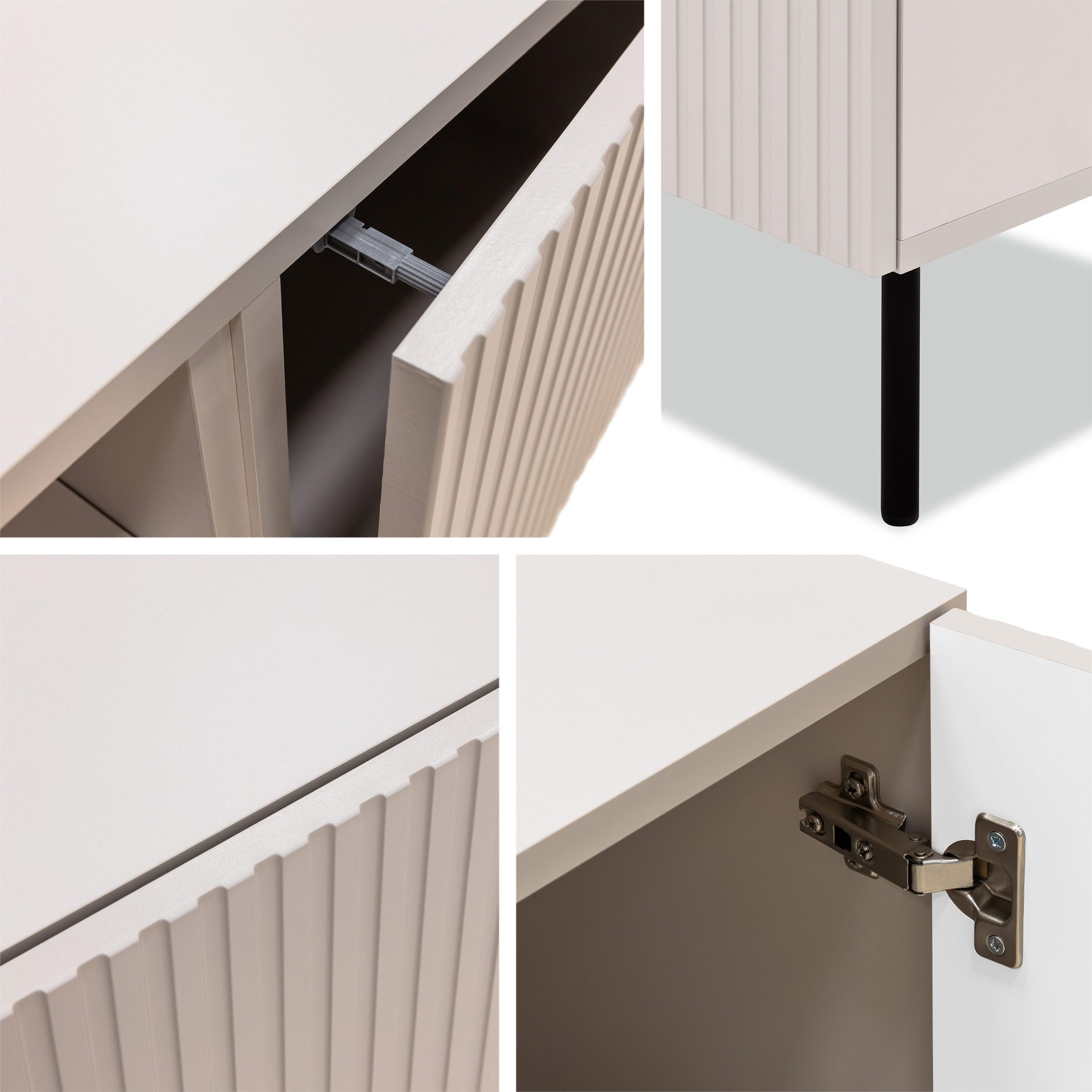 MIRJAN24 TV-Schrank Aruba 2D 181 (mit zwei Drehtüren, Elektrische Kamin) Realistische LED-Flamme, Gehärtetes Glas – Bild 4 von 5