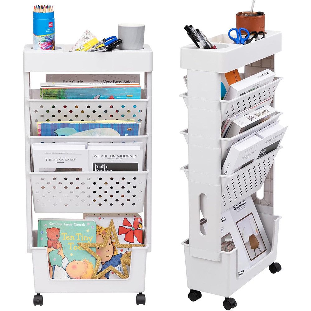 TUWENA Bücherregal Mobiles Bücherregal, ausziehbarer Aufbewahrungsorganizer