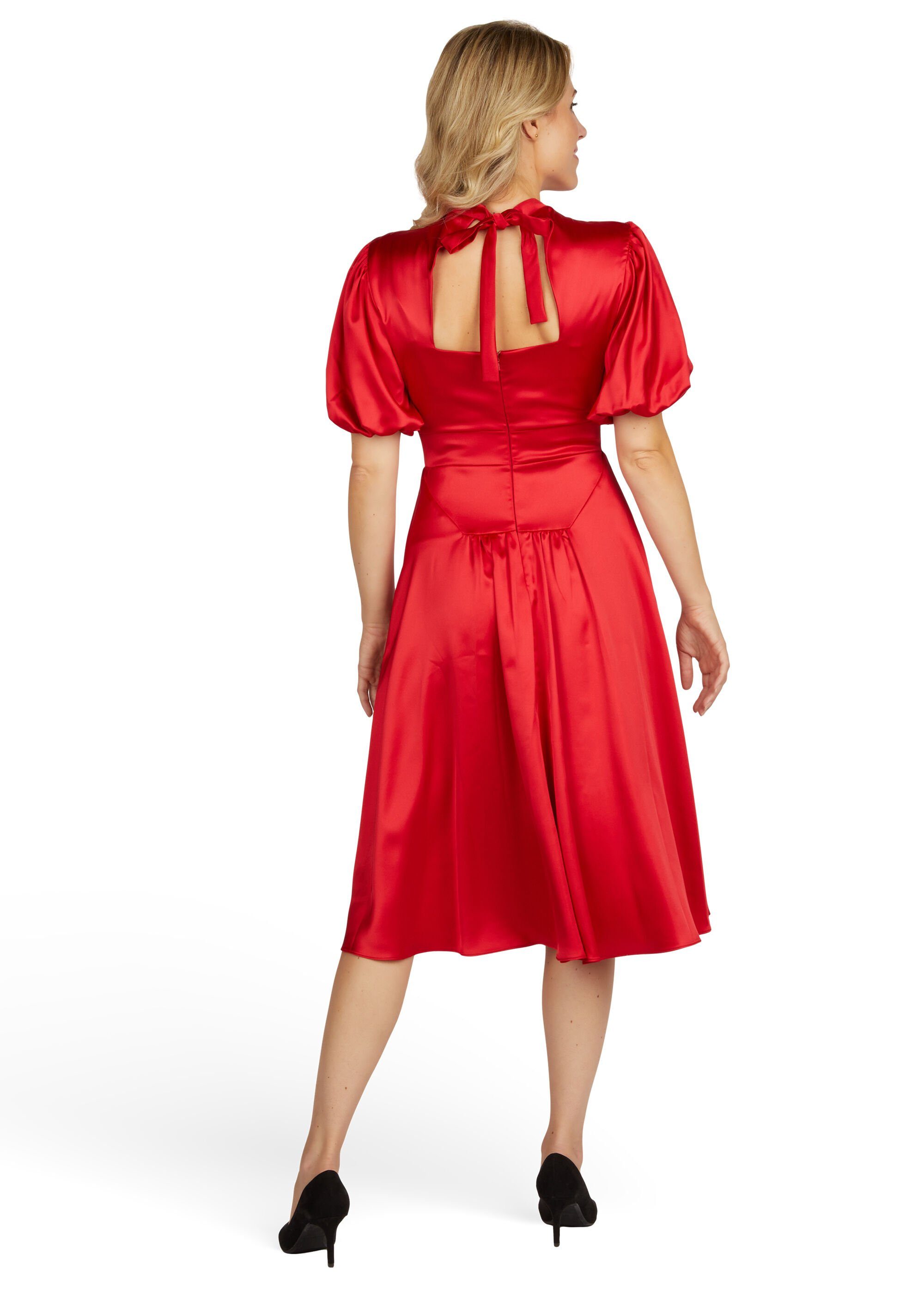 Abendkleid Satin aus Kleo mit Abendkleid RED POPPY Bindeschleife