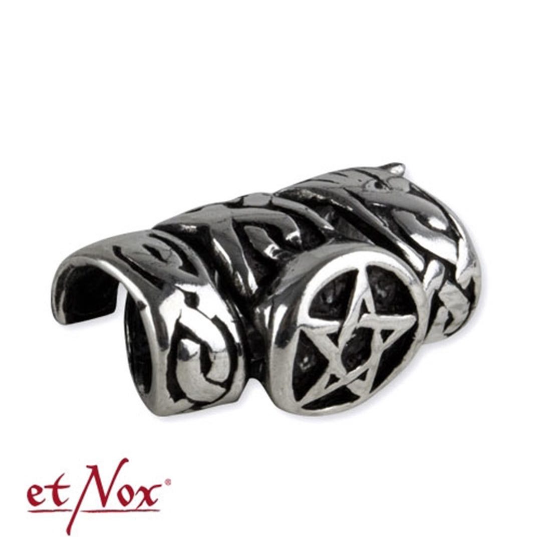 etNox Schleier Bartperle: Haarperle mit Pentagramm aus versilberter Bronze