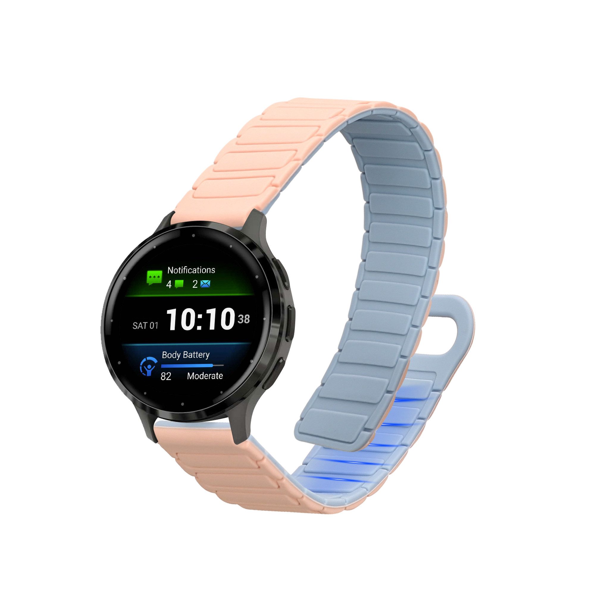 kwmobile Smartwatch-Armband Ersatzarmband für Garmin Venu 3S / Venu 2S / vivoactive 4S, Fitnesstracker Silikon Band mit Magnetverschluss