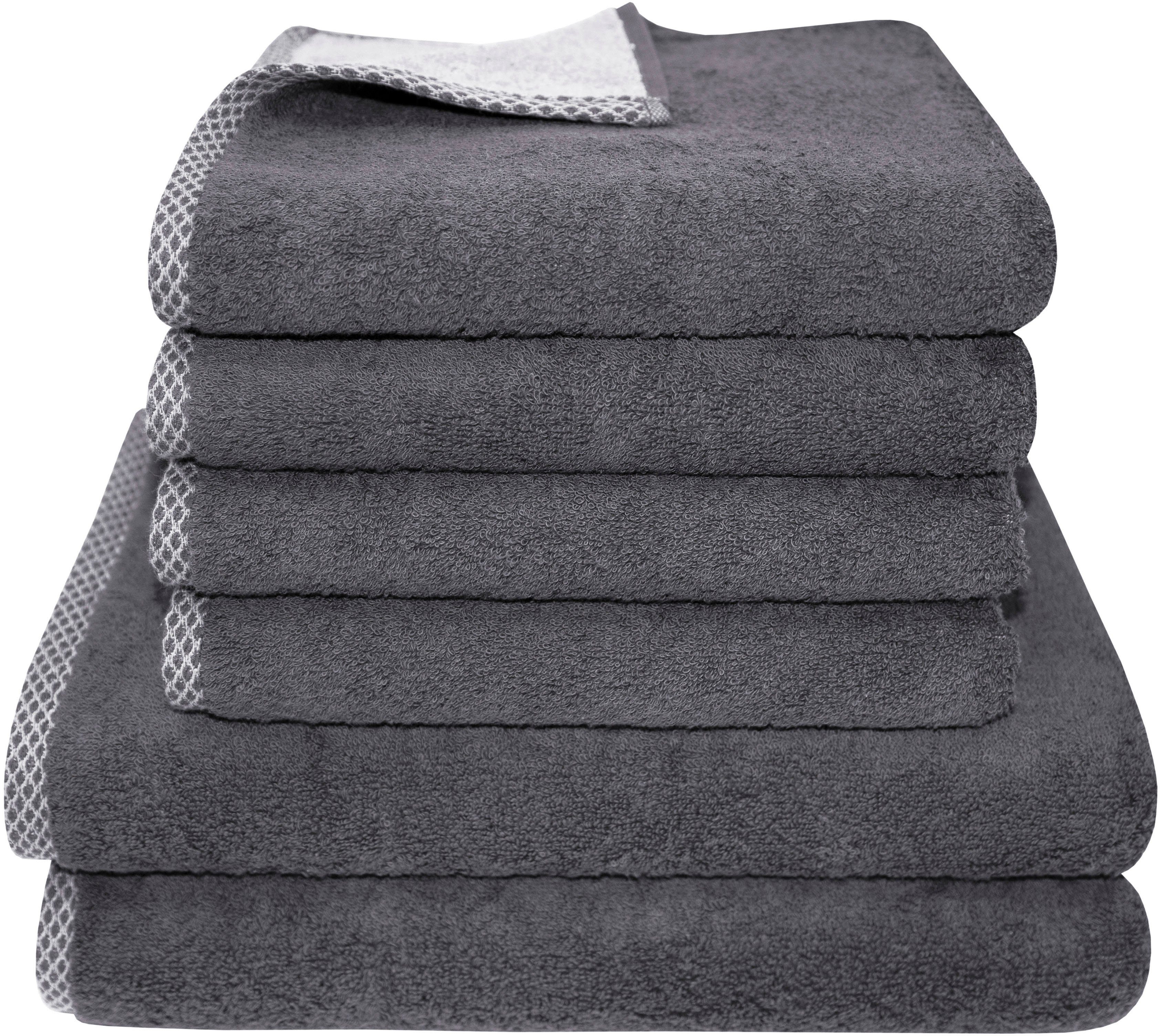 Dyckhoff Handtuch Set Golden Shades Rhomb, Walkfrottier (Set, 6-St), 4 Полотенца (50x100cm), 2 Duschtücher (70x140cm)