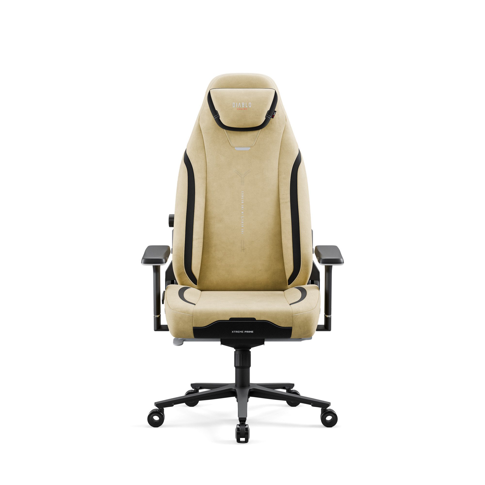 DIABLO CHAIRS Gaming-Stuhl X.Eye Prime Stoff ergonomisch 4D-Armlehnen Metallbasis 140kg (ProSpine Support, Wippmechanik 170°, Klasse-4-Gaslift), Magnet-Kopfstütze CoolComfort GentlePro TiltTech
