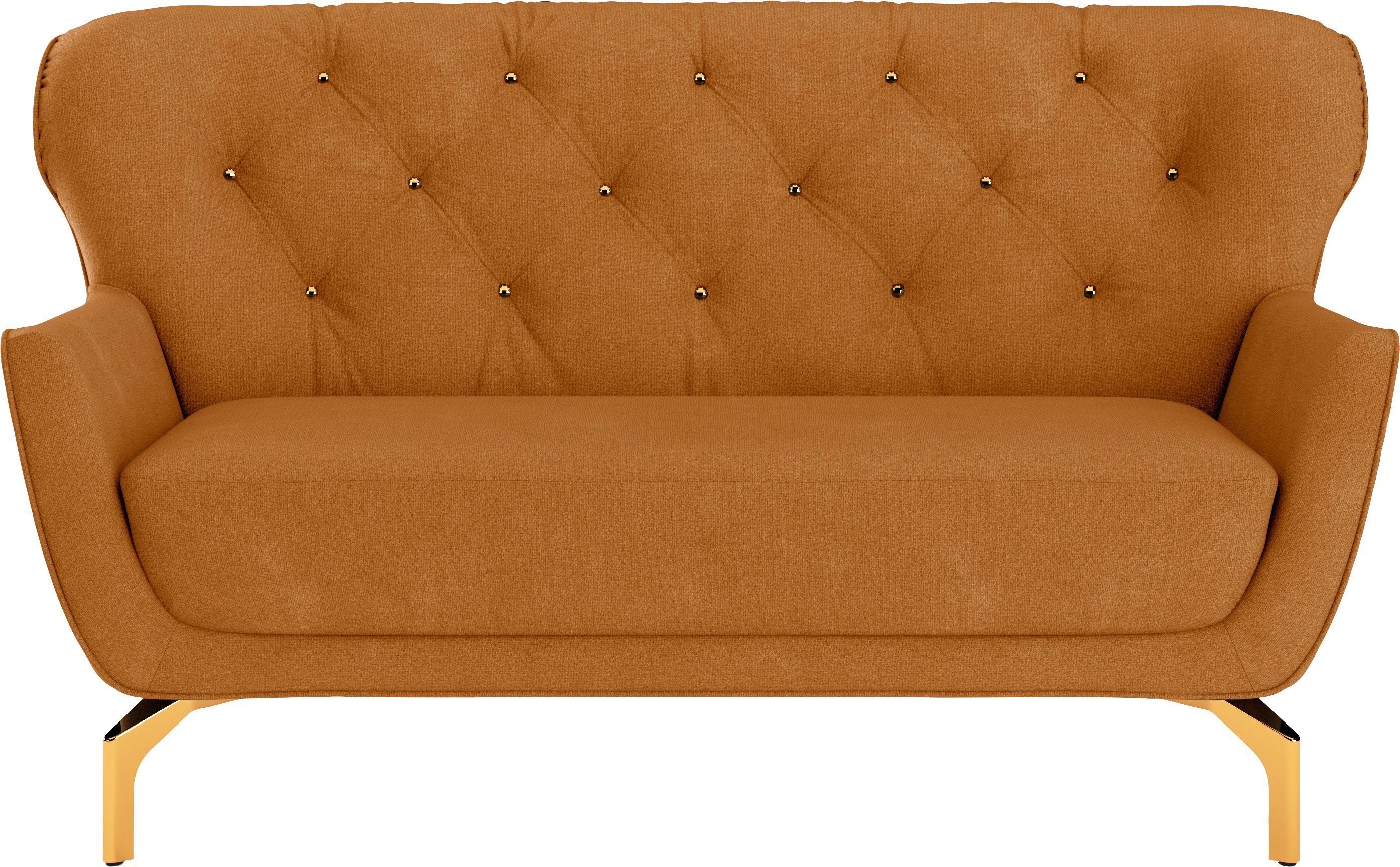 sit&more 2-Sitzer Orient 2 Metallfüße mit 3 V, goldfarbene Strass-Stein, inkl. Zierkissen