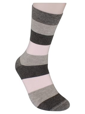 Die Sockenbude Basicsocken KOMFORT - Damensocken (Bund, 5-Paar, weiß rosa orange) mit Piqué-Bund ohne Gummi geringelt