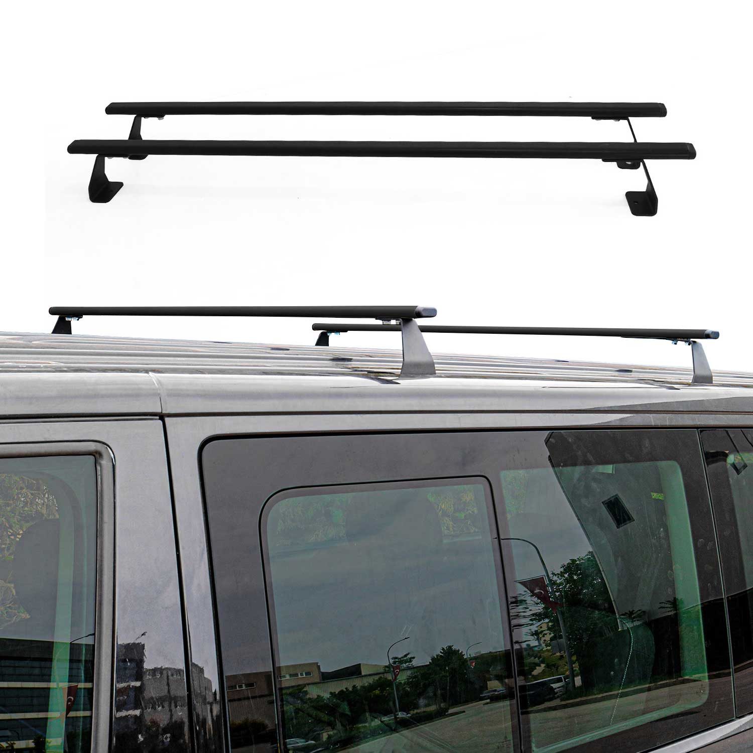 OMAC Dachträger 2022-2025 VW Amarok Dachträger Gepäkträger Schwarz Steel 2 tlg (2-St), Wasserbeständig,Abnehmbar,Multifunktional,Schwerbeanspruchbar