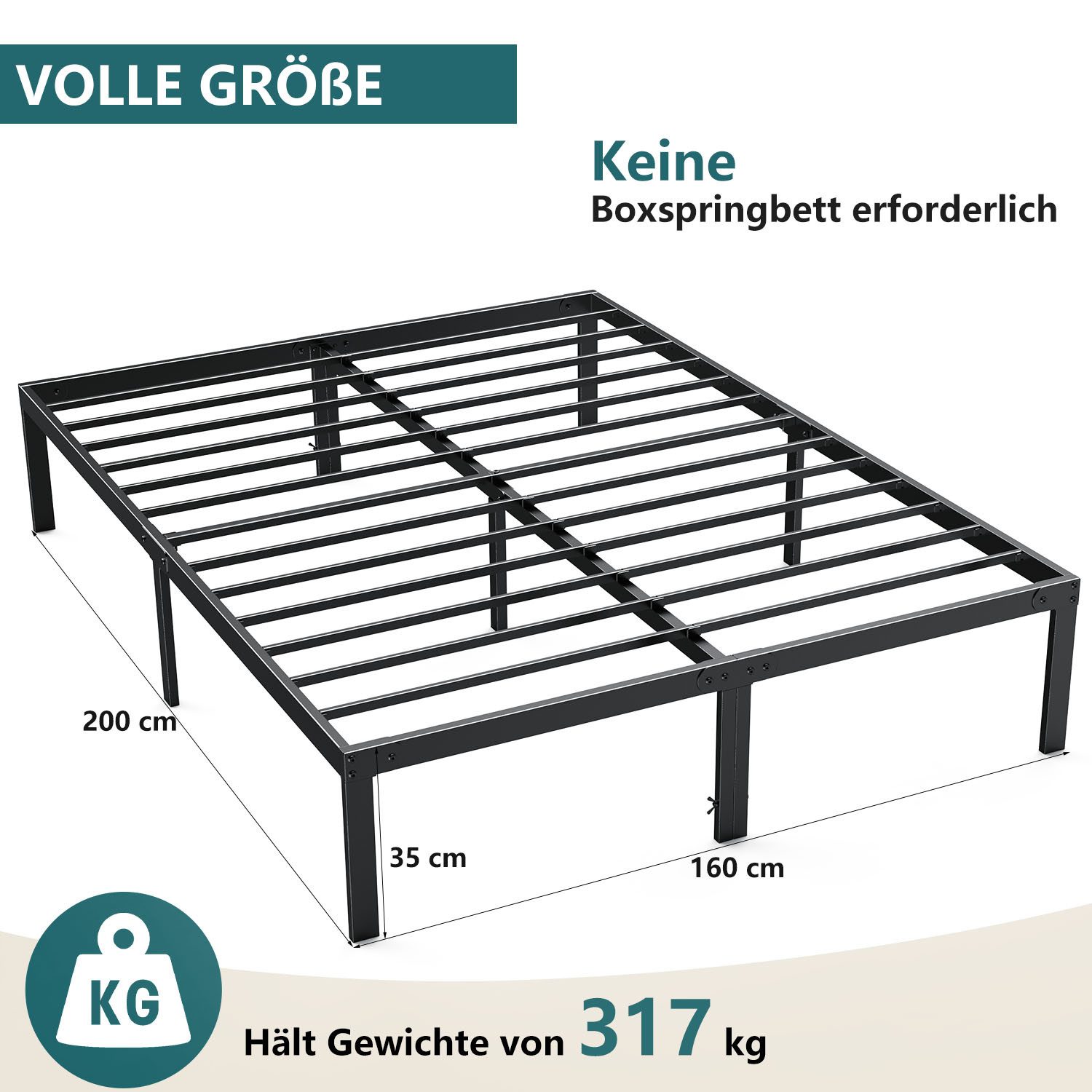 Refined Living Bettgestell Queen Metallbett 200 günstig online kaufen