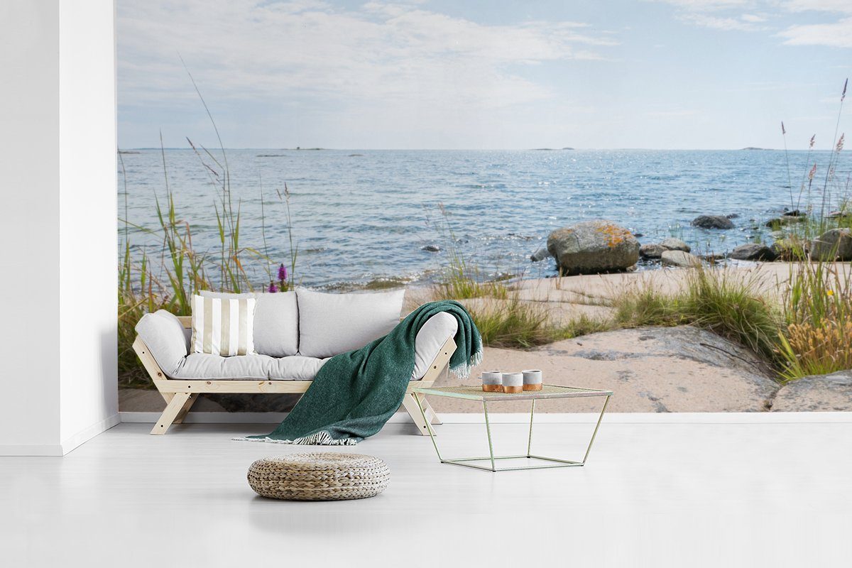 St), bedruckt, Küche, Wohnzimmer Strand Vliestapete Meer Matt, (7 - Fototapete - Schlafzimmer MuchoWow Kieselsteine, Fototapete für