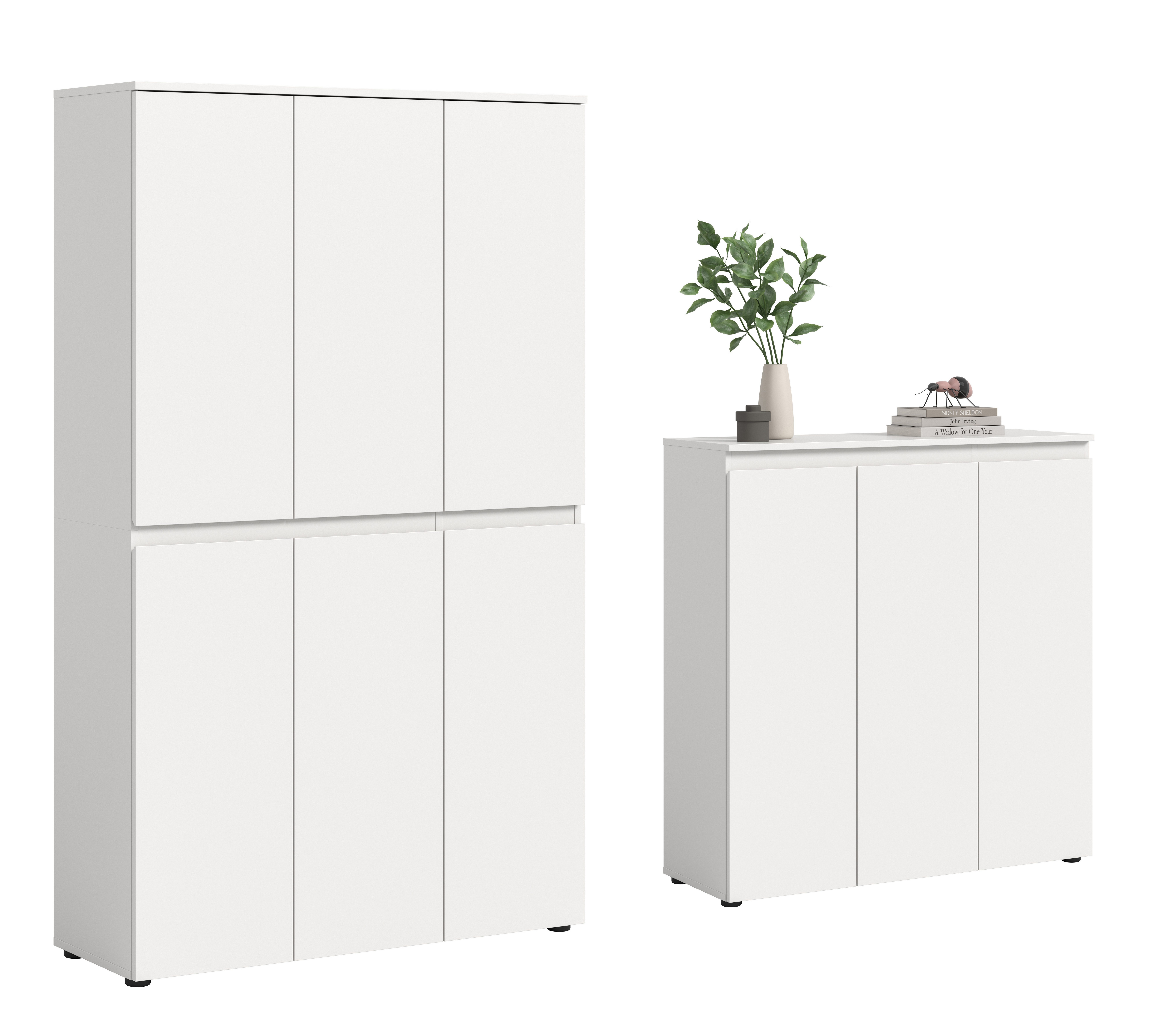 furnling Mehrzweckschrank-Set Sarca - in 5 trendigen Farben, (2-St., bestehend aus Kommode, Universalschrank), 1 Kleiderstange, großzügiger Stauraum durch 28 Fächer, Breite 235 cm