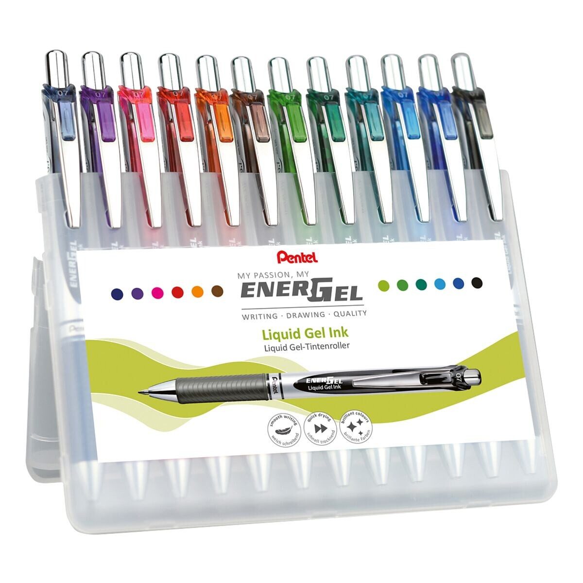 PENTEL Gelschreiber EnerGel BL 77, (12-tlg), Strichbreite 0,35 mm