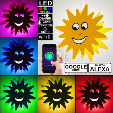 etc-shop Smarte LED-Leuchte, Leuchtmittel inklusive, Kaltweiß, Warmweiß, Neutralweiß, Tageslichtweiß, Farbwechsel, Smart Pendelleuchte Kinderzimmer Sonne