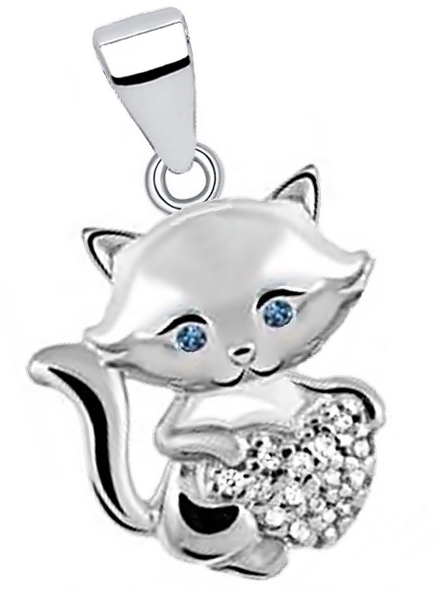 Goldene Hufeisen Kettenanhänger Katze Zirkonia Anhänger für Halskette aus 925 Sterling Silber (1 Stück, inkl. Etui), Rhodiniert