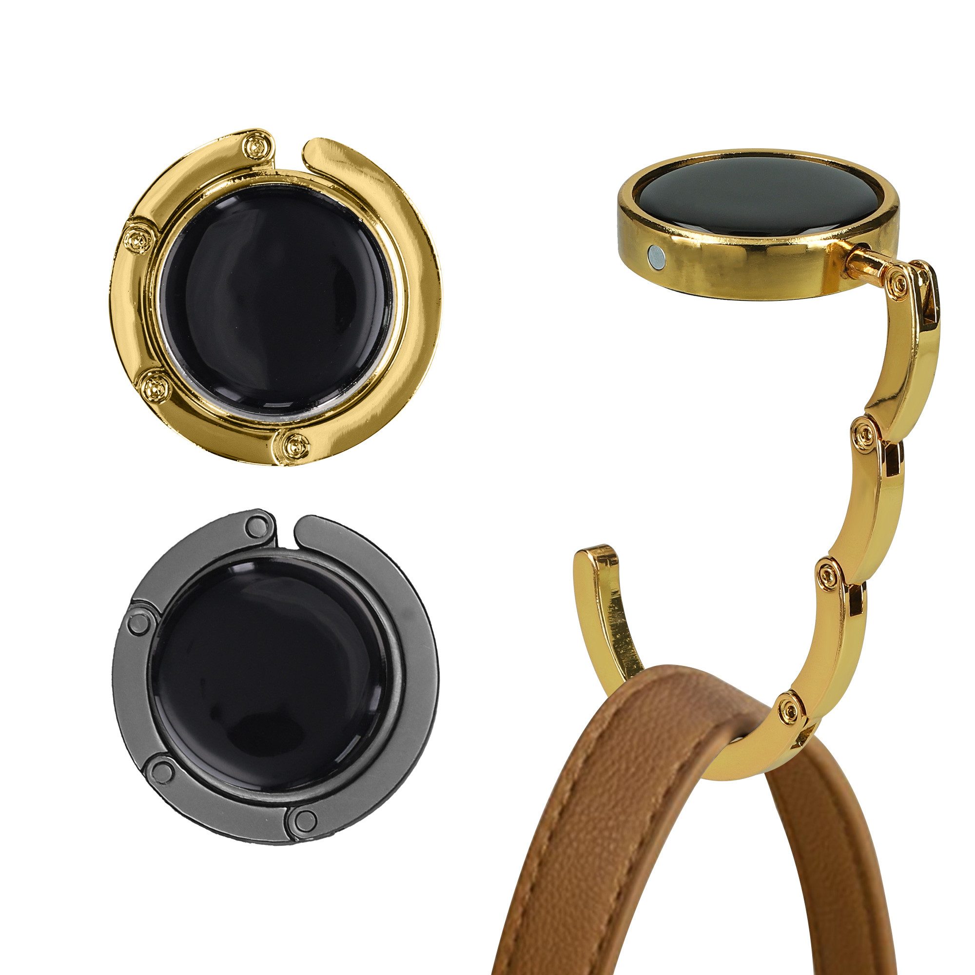 kwmobile Taschen-Halterung kwmobile Tisch Handtaschenhalter Haken, (2-tlg., 2x Faltbare Antirutsch Taschenhaken Halterung für Handtaschen)