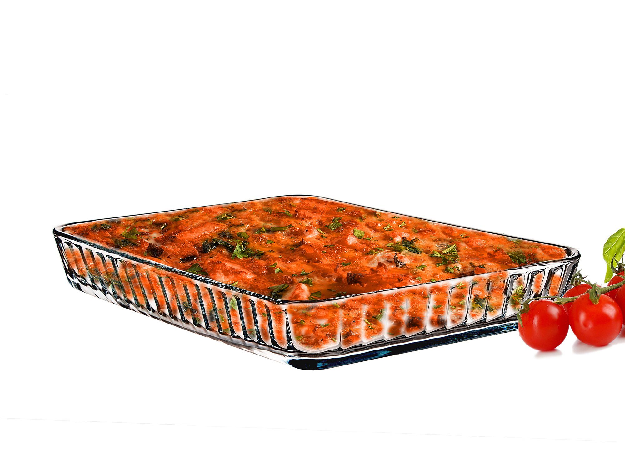 Pasabahce Auflaufform 59204 Borcam rechteckige Backform für Gratin, Tiramisu, Fisch etc., Borosilikatglas