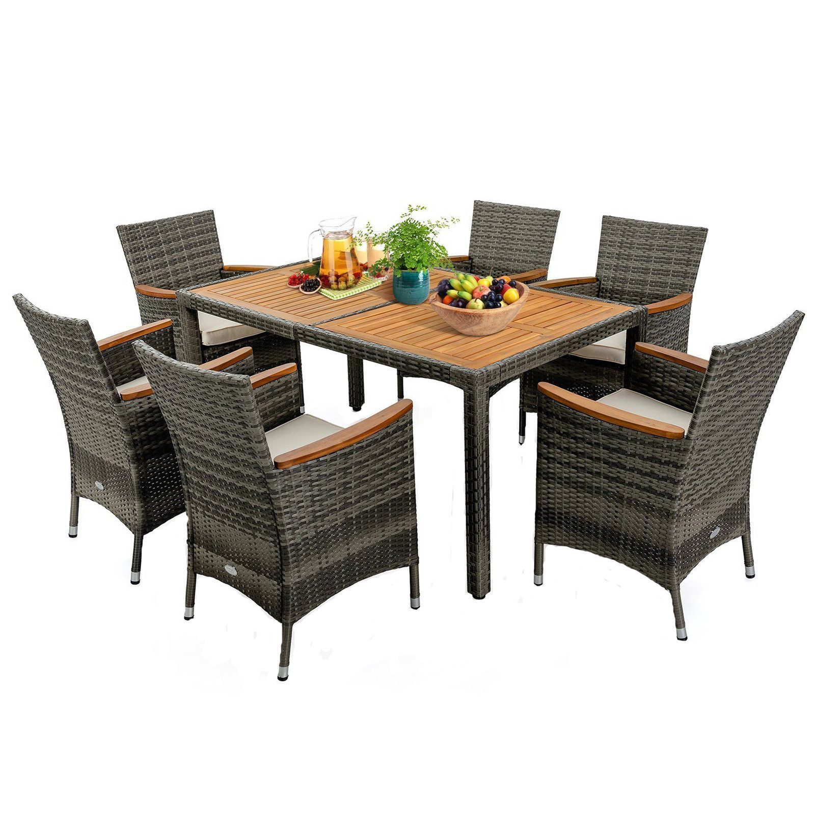 COSTWAY Garten-Essgruppe 6 Personen, (7 tlg), günstig online kaufen