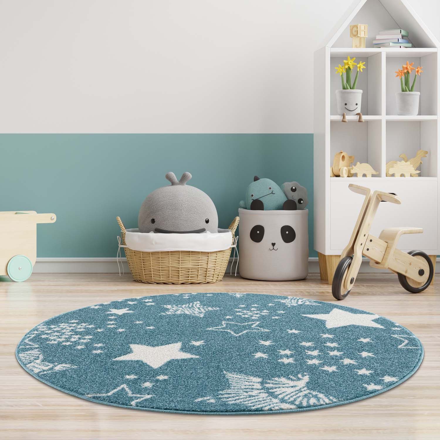 Carpet City Kinderteppich Anime9387, rund, Höhe: 11 mm, Sternen-Teppich, We günstig online kaufen