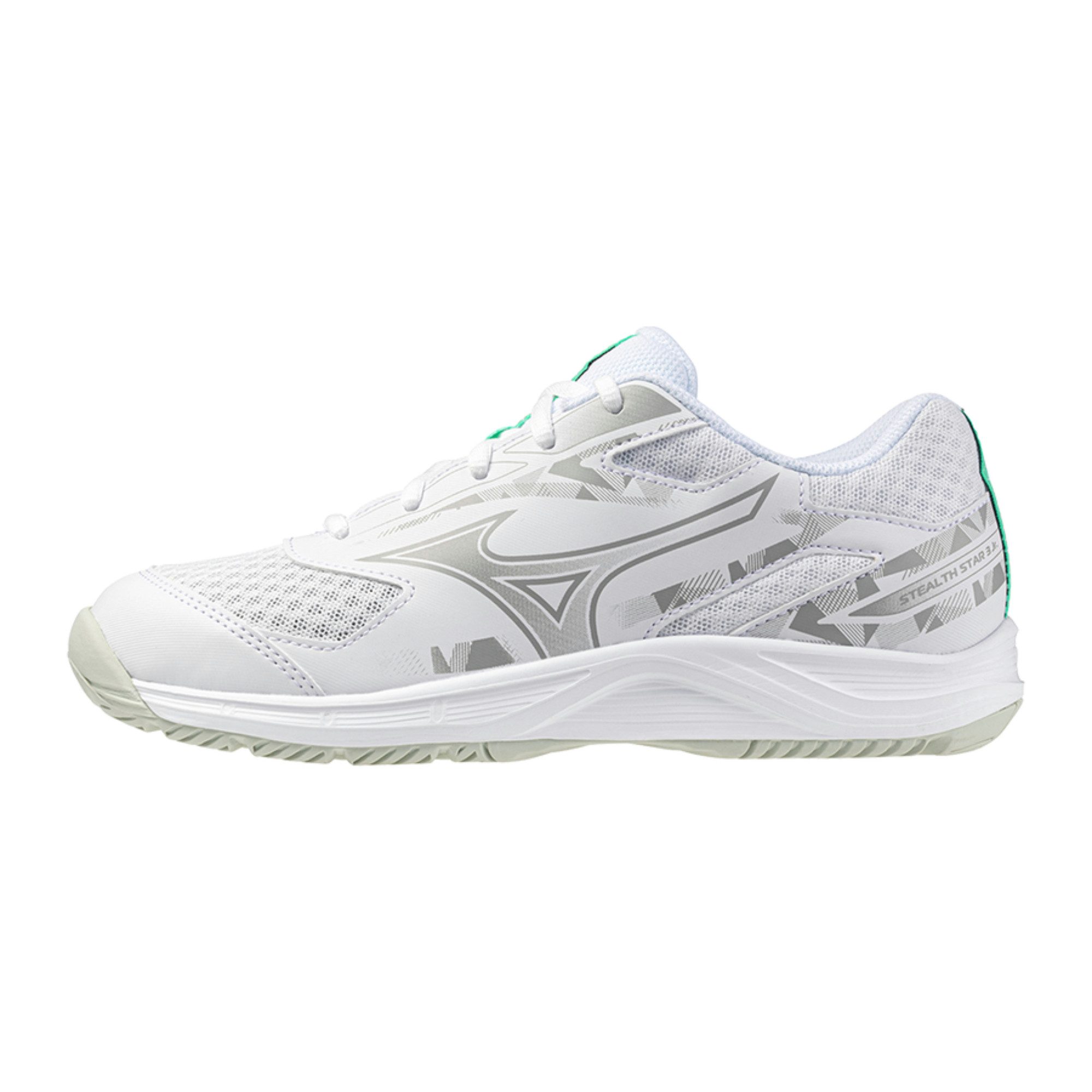 Mizuno STEALTH STAR 3 Jr. - Kinder Handballschuh - White/Black/Frozen Emerald Handballschuh