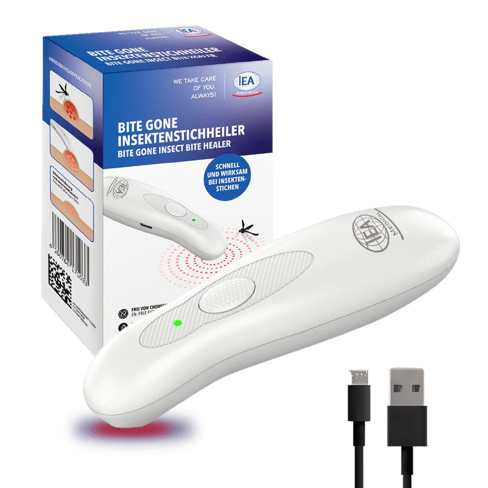 IEA Medical Insektenstichheiler Elektrischer Stichheiler USB-C, 2 Modi, kompakt, wiederaufladbar, 1er Set, Wärmeanwendung ohne Cremes, wiederaufladbar, für Alltag & unterwegs
