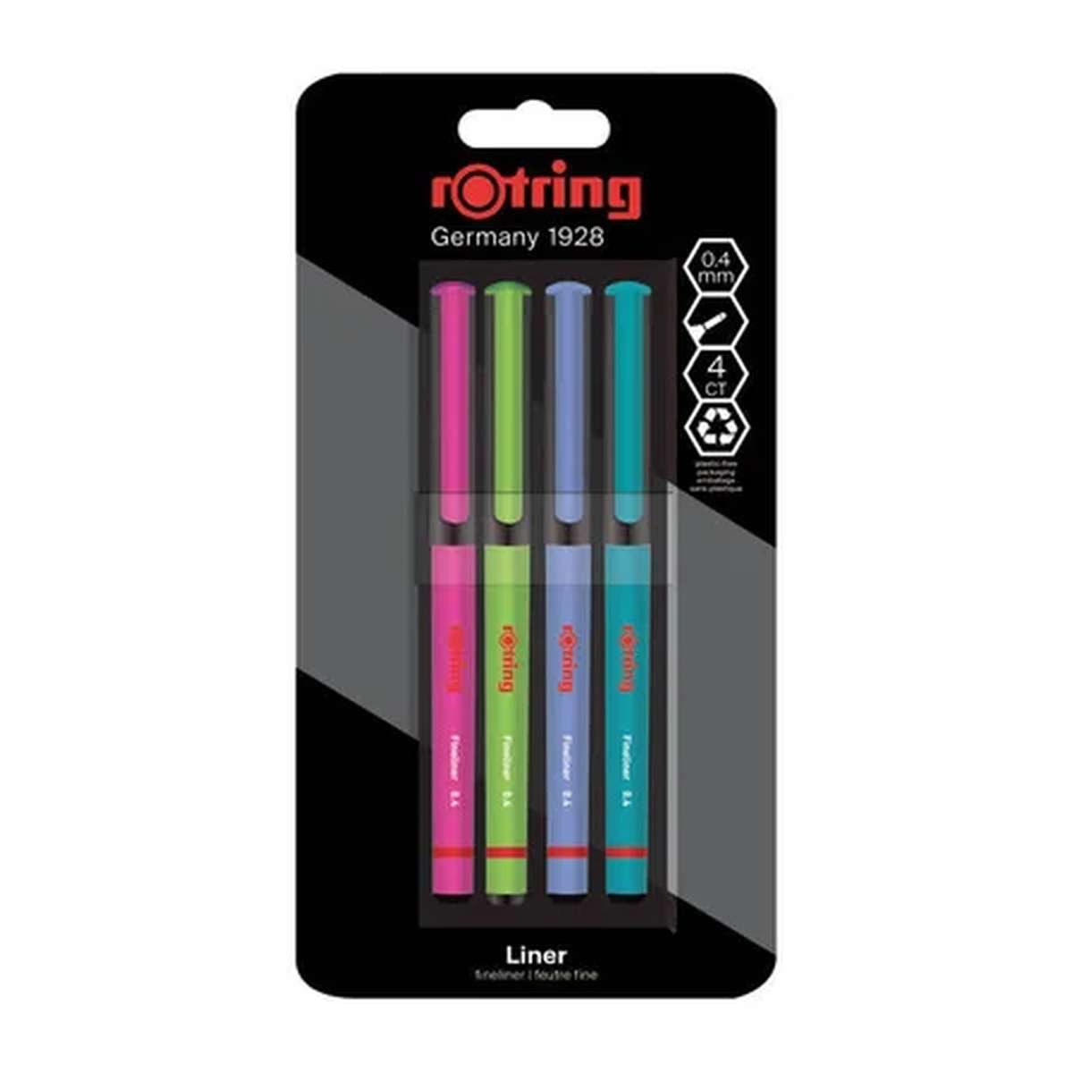 ROTRING Fineliner ROTRING Fineliner-Feinfaserschreiber 0,4mm Fun Farben 4er Blister