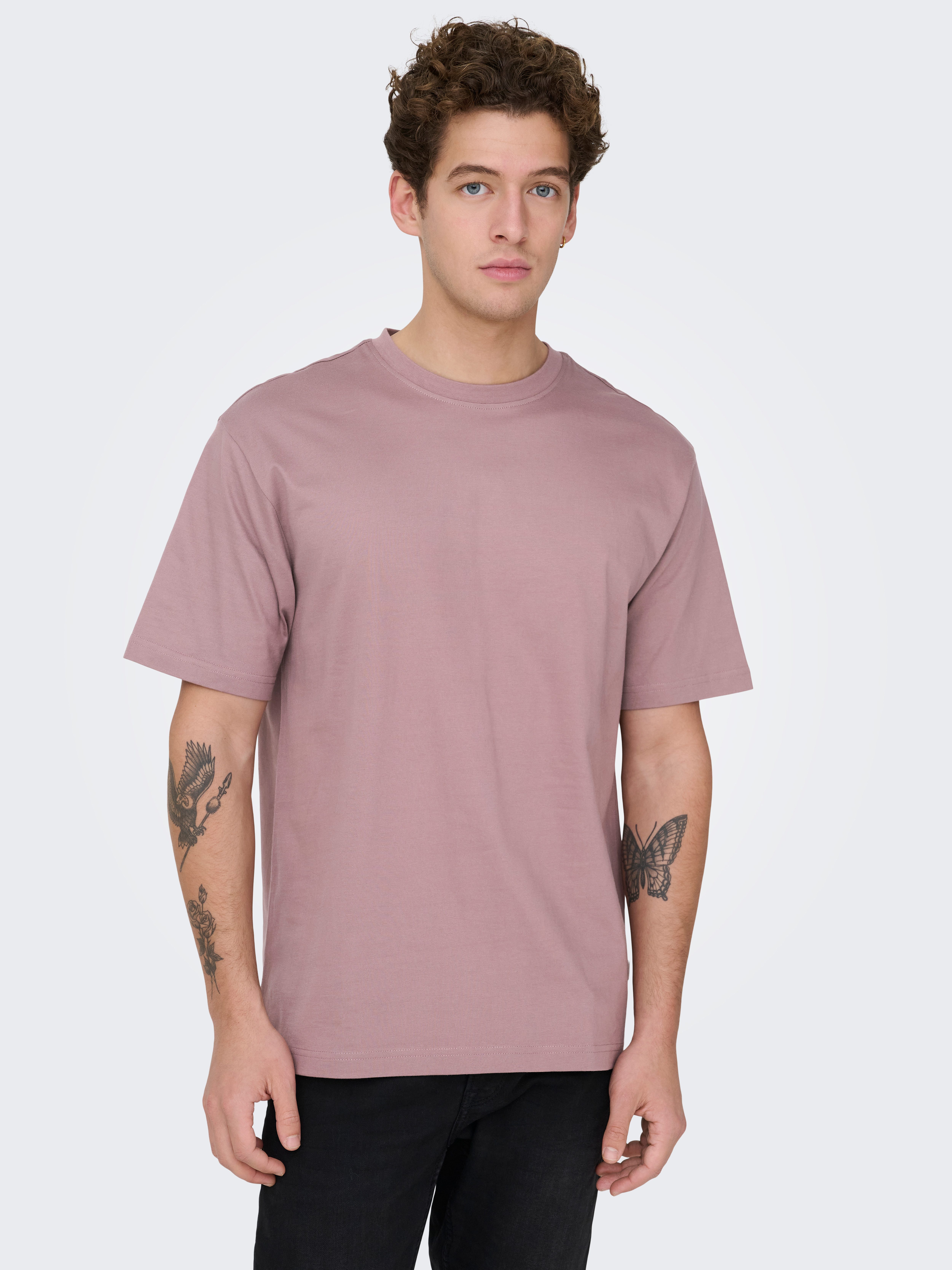 ONLY & SONS Rundhalsshirt ONSFRED RLX SS TEE Baumwolle, relaxed fit