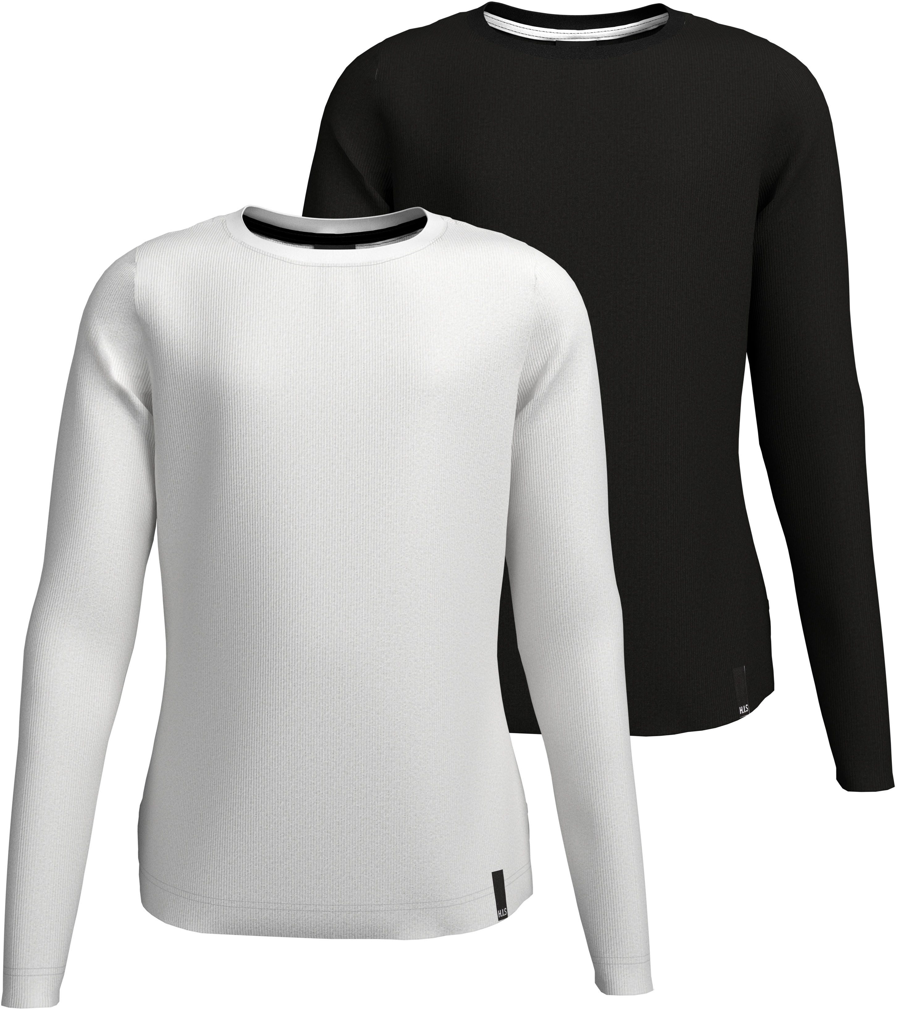 H.I.S Langarmshirt 2er Packung Shirts aus Rippware für Mädchen (Packung, 2-tlg., 2) Für TEENS. 2er Pack Basic Langarmshirts