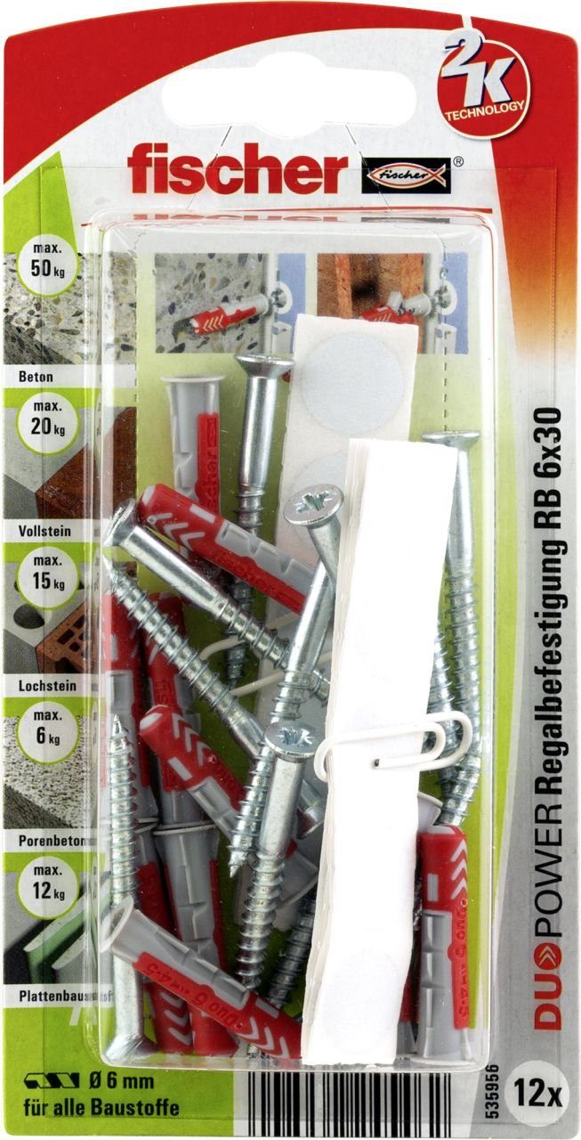 Fischer Befestigungstechnik fischer - mm und Dübel-Set Stück 12 Schrauben- x 30 Duopower Fischer 6.0 Dübel-Set