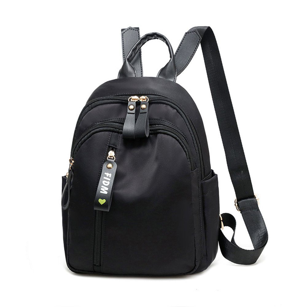 GelldG Rucksack Rucksack für Damen Klein, Mini Nylon Reiserucksack Geldbörse schwarz