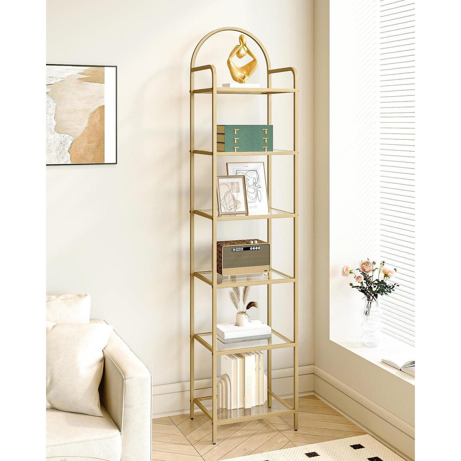 LuxusKollektion Leiterregal 6-teilig Glasregal goldfarben, 1-tlg.