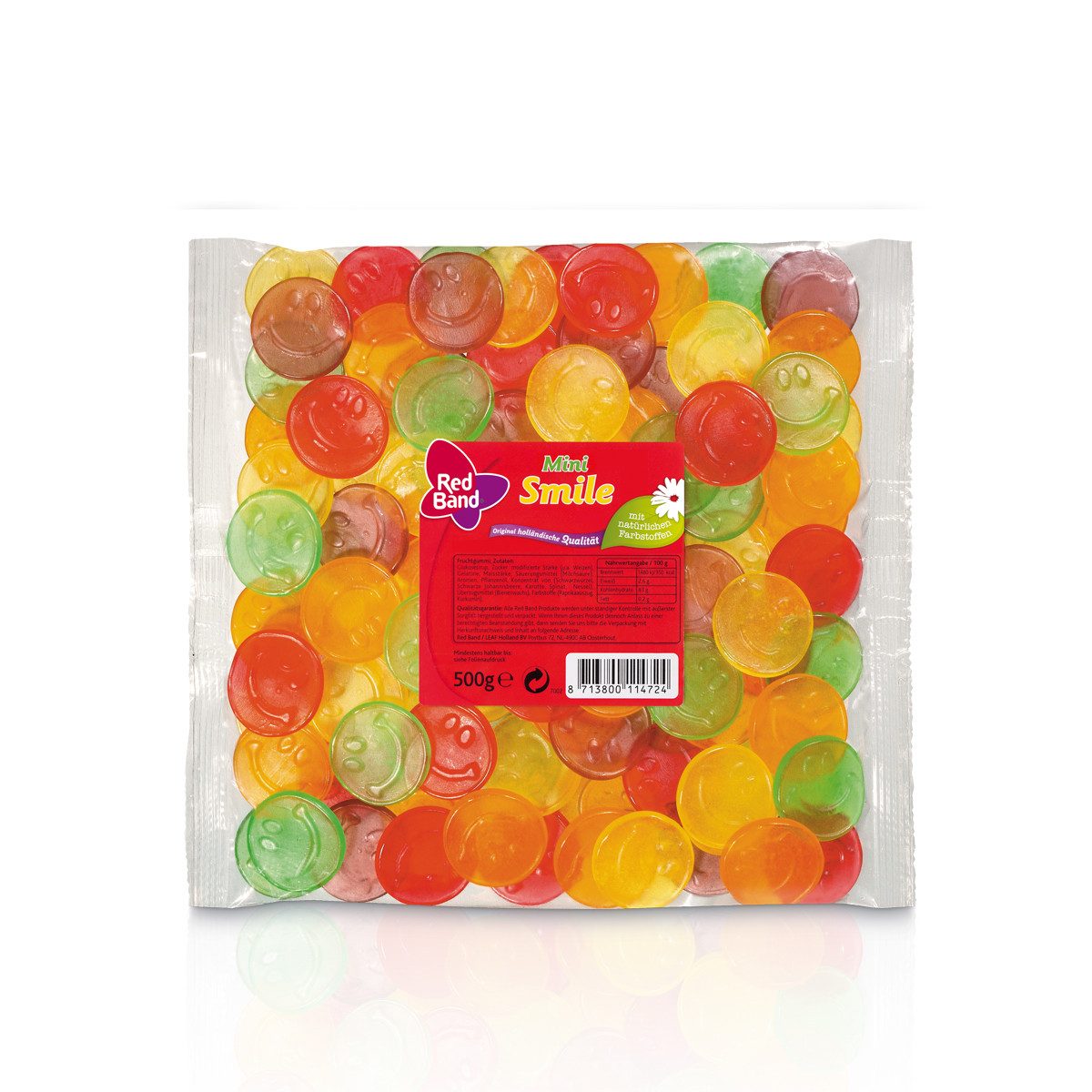 Red Band Süßigkeit, Red Band Mini Smile fruchtiges Fruchtgummi 5fach sortiert 500g