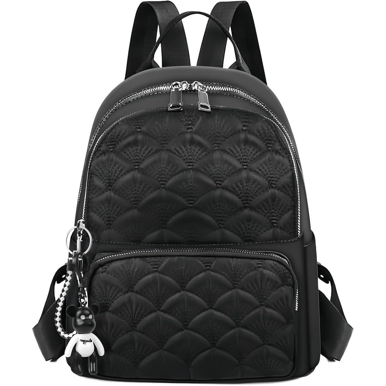 Minirucksack Rucksack Damen Wasserdicht Klein Nylon Anti Thef B-schwarz
