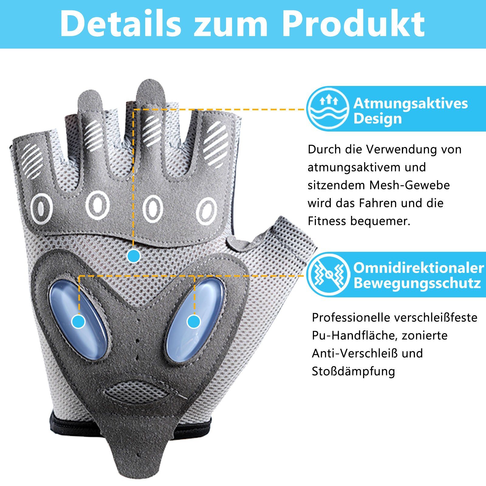 BTTO Hsch. Trainingshandschuhe Fitness Handschuhe,Sporthandschuhe,Trainingshandschuhe mit Palm Schutz Rutschfest Gewichtheben Handschuhe,Extra Leicht und Atmungsaktiv